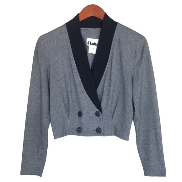 Vintage Jackets & Blazers - Vintage d’knits, Double Breasted Long Sleeve Cropped Blazer Jacket